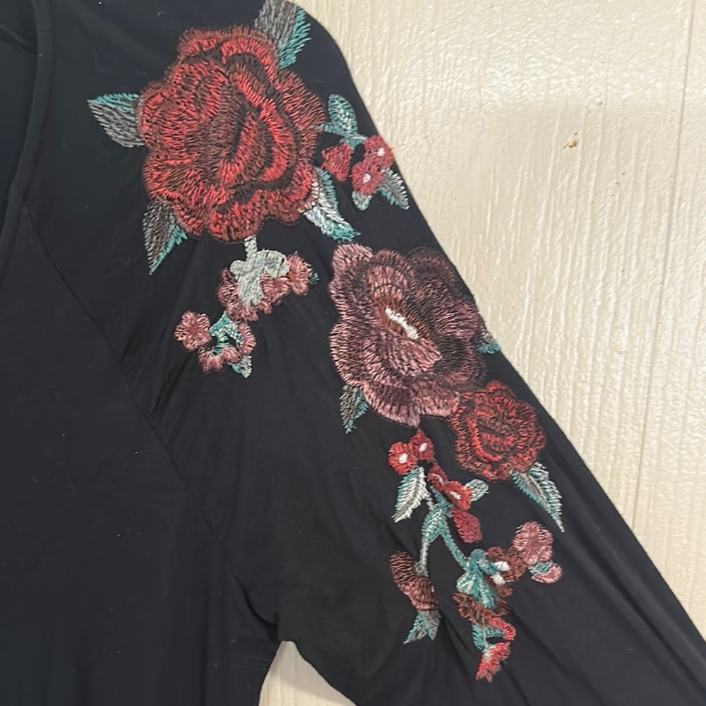 American Eagle Outfitters Black Wrap Blouse 3/4 Sleeve - Picture 3 of 15